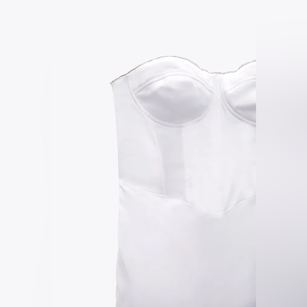 Zara dress midi satin wedding corset rhinestone party shower bridal cocktail - Picture 13 of 16